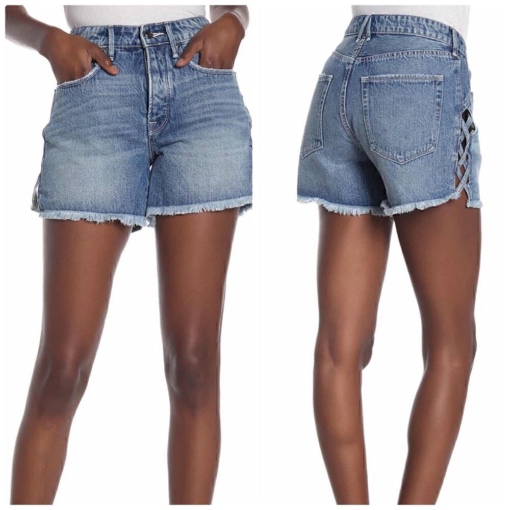 Good American Lattice Cutoff Denim Shorts Size 4/27